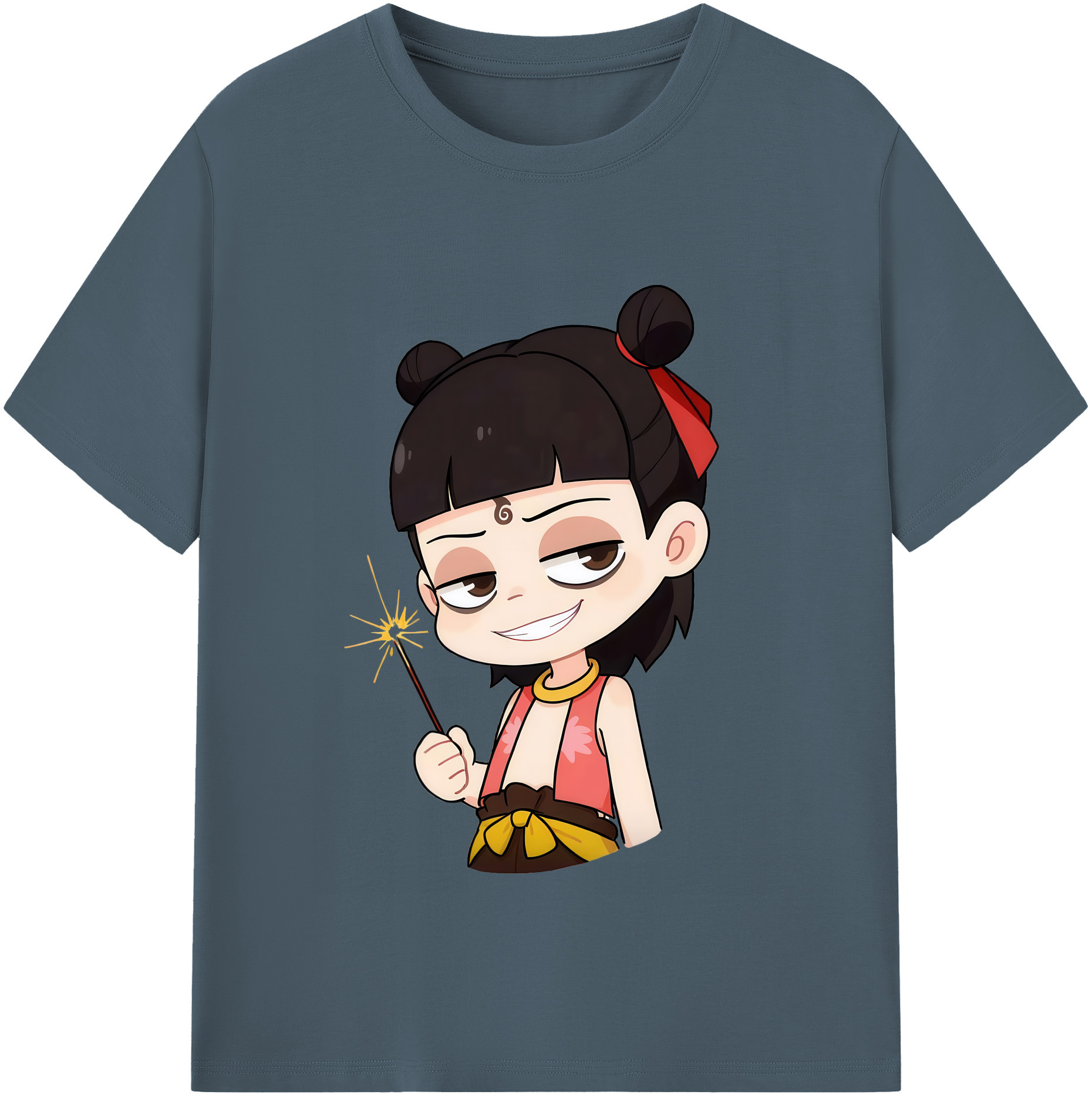 （画像用） Ne Zha 2 ナタ 魔童の大暴れ 綿100％半袖Tシャツ（フロントプリント）